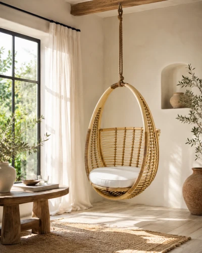 Rattanowy fotel wiszący Skynest