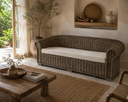 Sofa wypoczynkowa z naturalnego rattanu Vayana