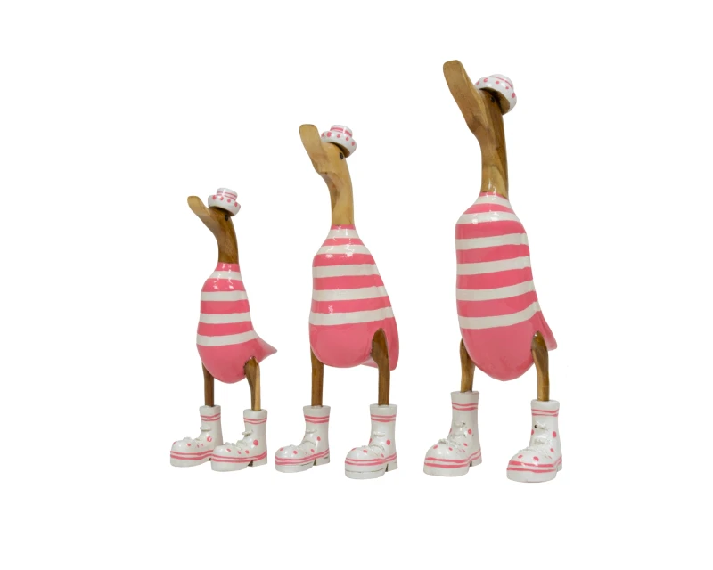 kaczki-dekoracyjne-drewniane-rozowe-biale-buty-komplet-3-szt.webp