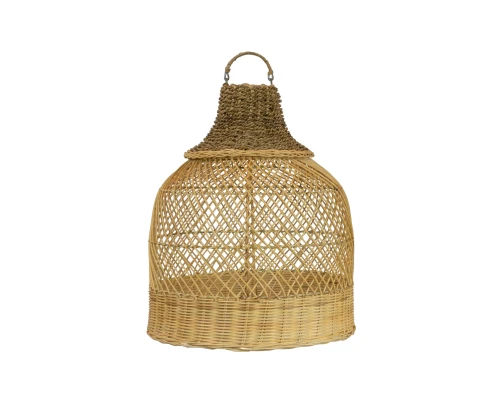 Abażur wiszący z rattanu i włókna bananowca – 40 × 50 cm