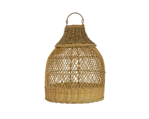 Abażur wiszący z rattanu i włókna bananowca – 30 × 40 cm