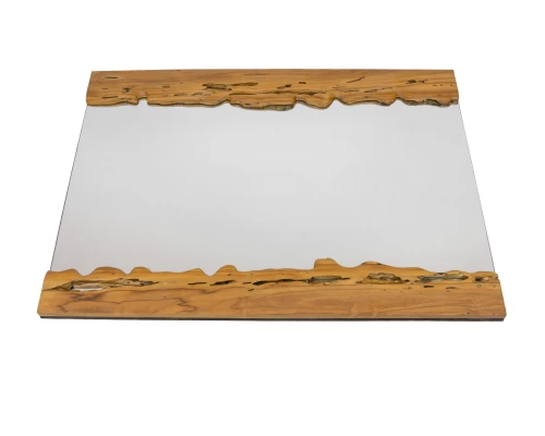 Lustro w ramie z drewna tekowego z naturalną erozją – 120 × 90 cm