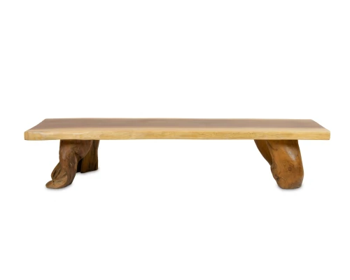 Niski stolik z drewna tekowego z masywnymi nogami – 100 cm