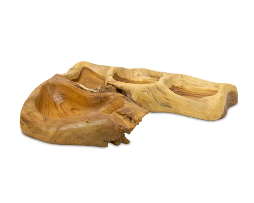 Taca z drewna tekowego z 4 przegródkami – 50 cm
