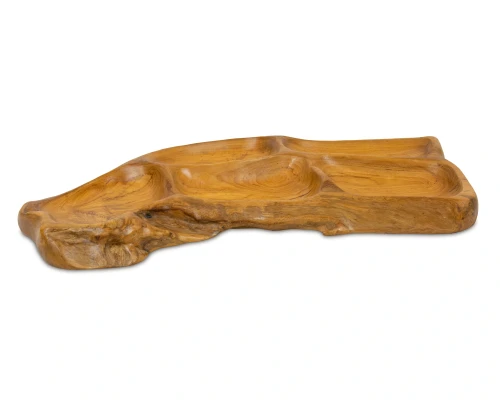 Taca z drewna tekowego z 5 przegródkami – 72 cm